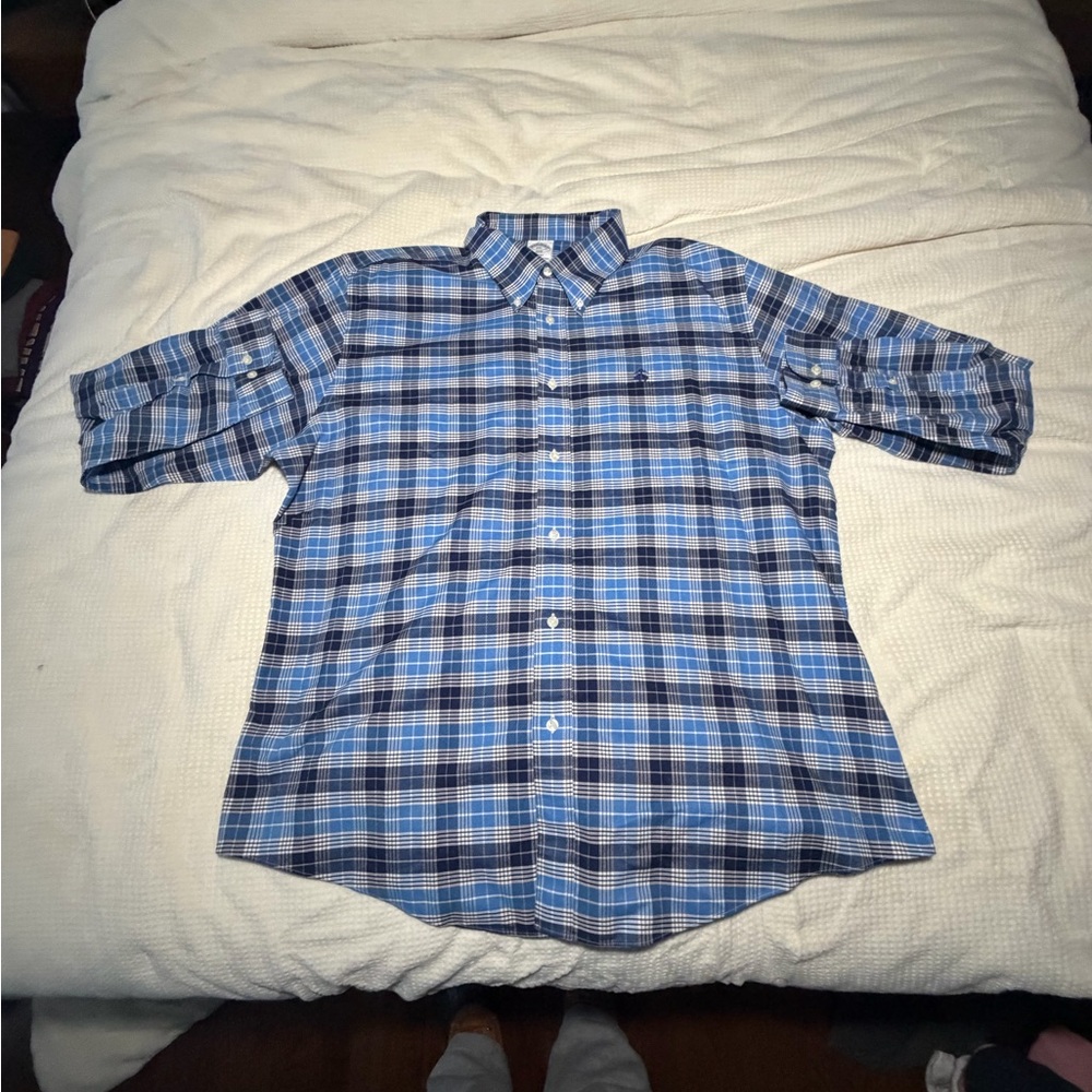 Brooks Brothers Blue and White Plaid Dress Shirt